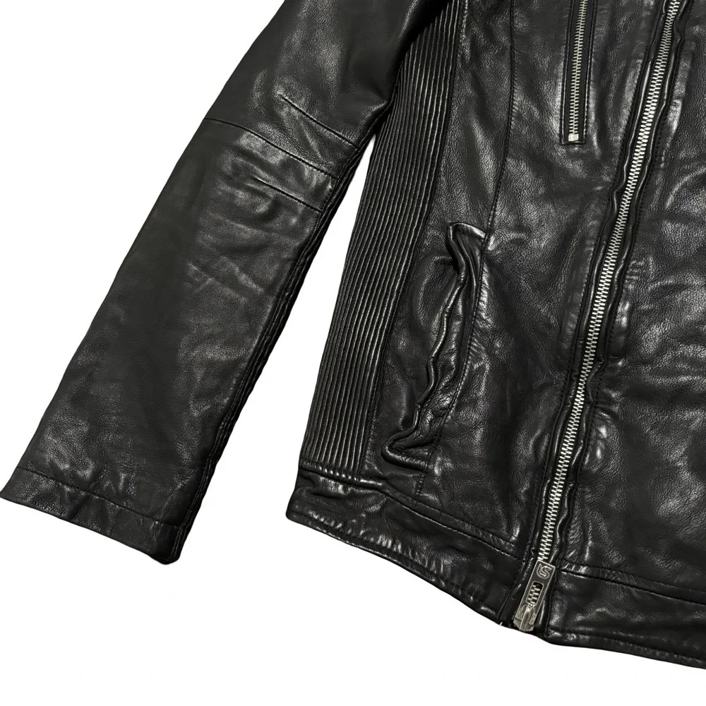 Rogue State Soft Lamb Leather Moto Biker Men Jacket Slim Small 21 x 26 *DAMAGE* - Picture 4 of 11